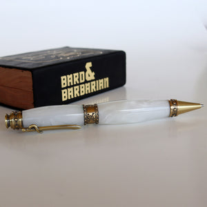 White Marble Arcylic Pirate Twist Pen