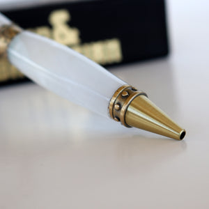 White Marble Arcylic Pirate Twist Pen