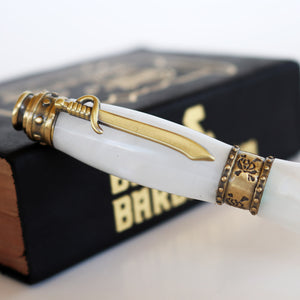White Marble Arcylic Pirate Twist Pen