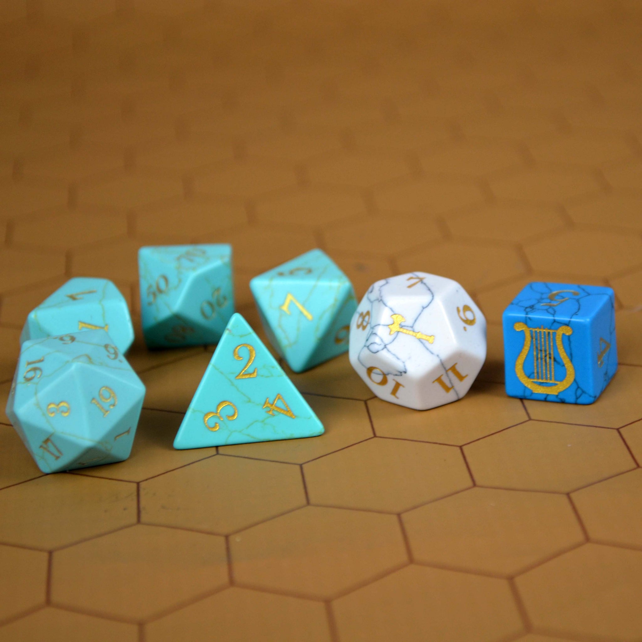 Bardbarian Celestial Stone Dice Set