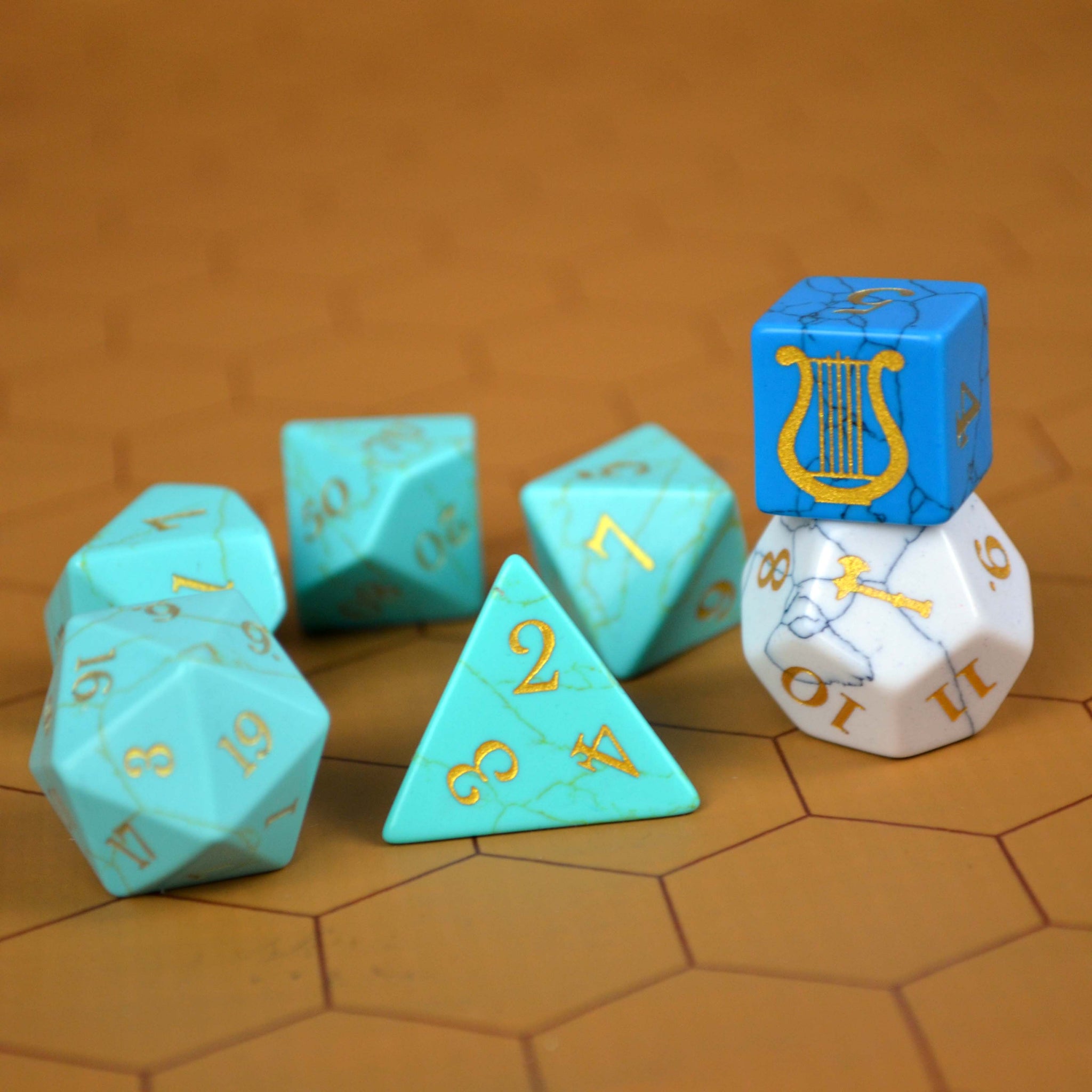 Bardbarian Celestial Stone Dice Set